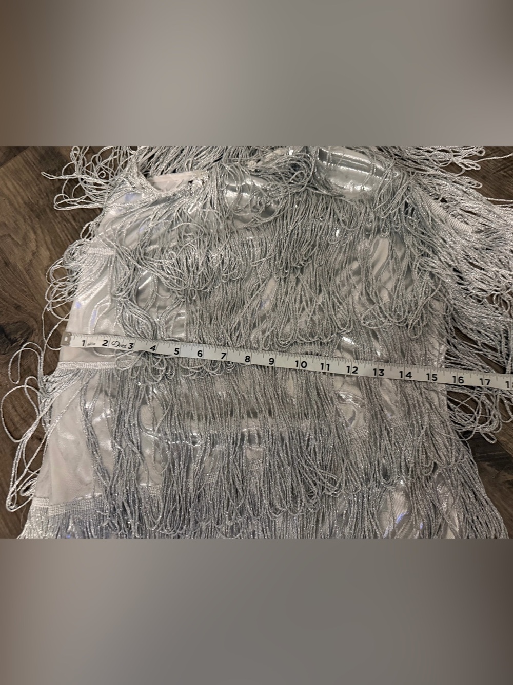 Silver One-Shoulder Fringe Cocktail Dress - Picture 9 of 9